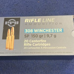 308 PPU 150gr soft point ammunition box of 20