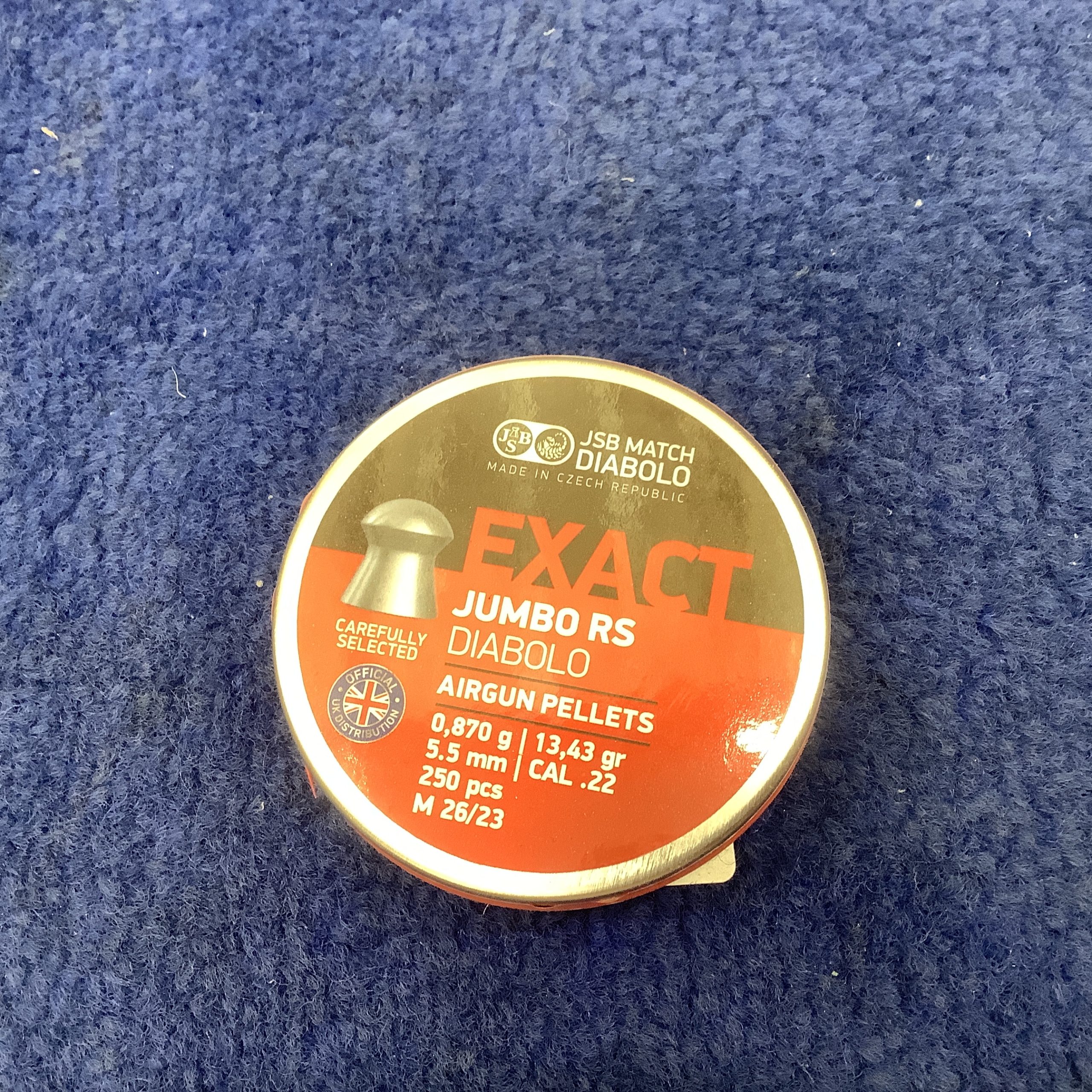 JSB Jumbo RS Diabolo Exact .22 Pellets 5.52 13.43gr Tin of 250